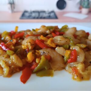Preparado pechuga pollo para fajitas con pimientos y especias sabor Kebab (300g)
