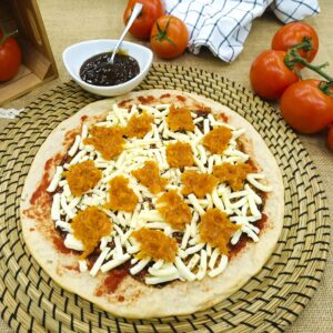 Pizza Baja en Calorías Con Pechuga de Pollo y Salsa Barbacoa