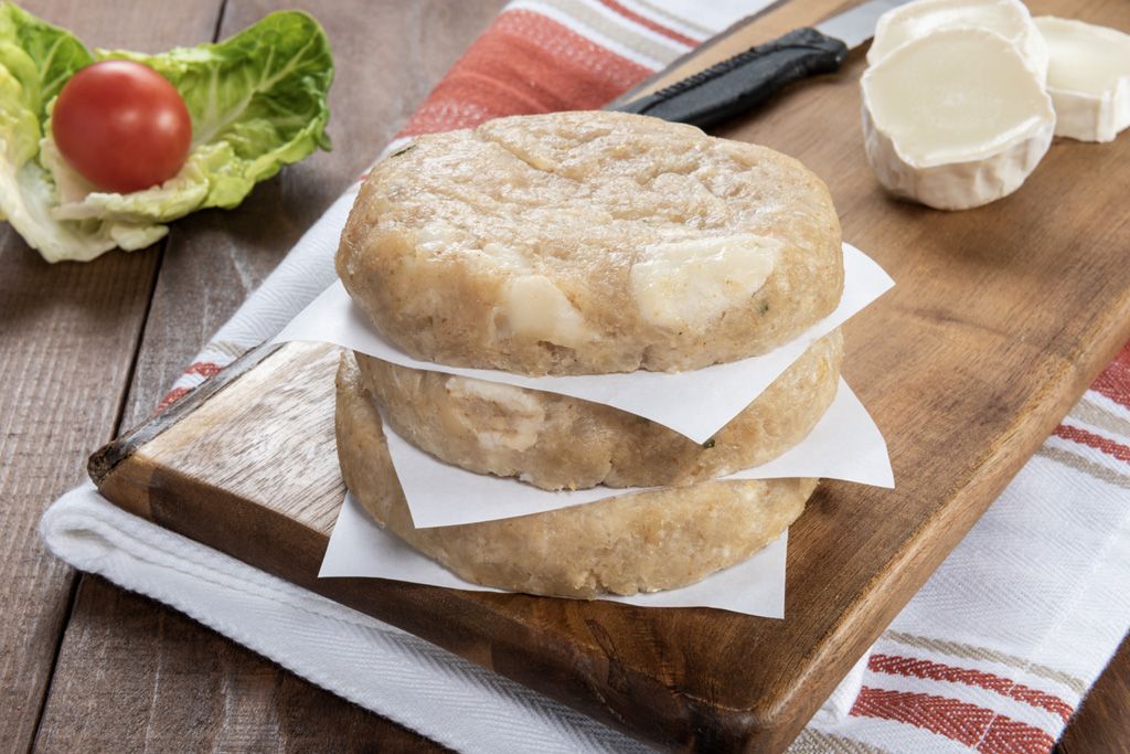 Hamburguesas de pechuga pollo con rulo de cabra y cebolla caramelizada (4uds x 100g)