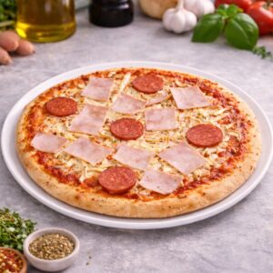 Pizza sana con pechuga de pavo y Pepperoni